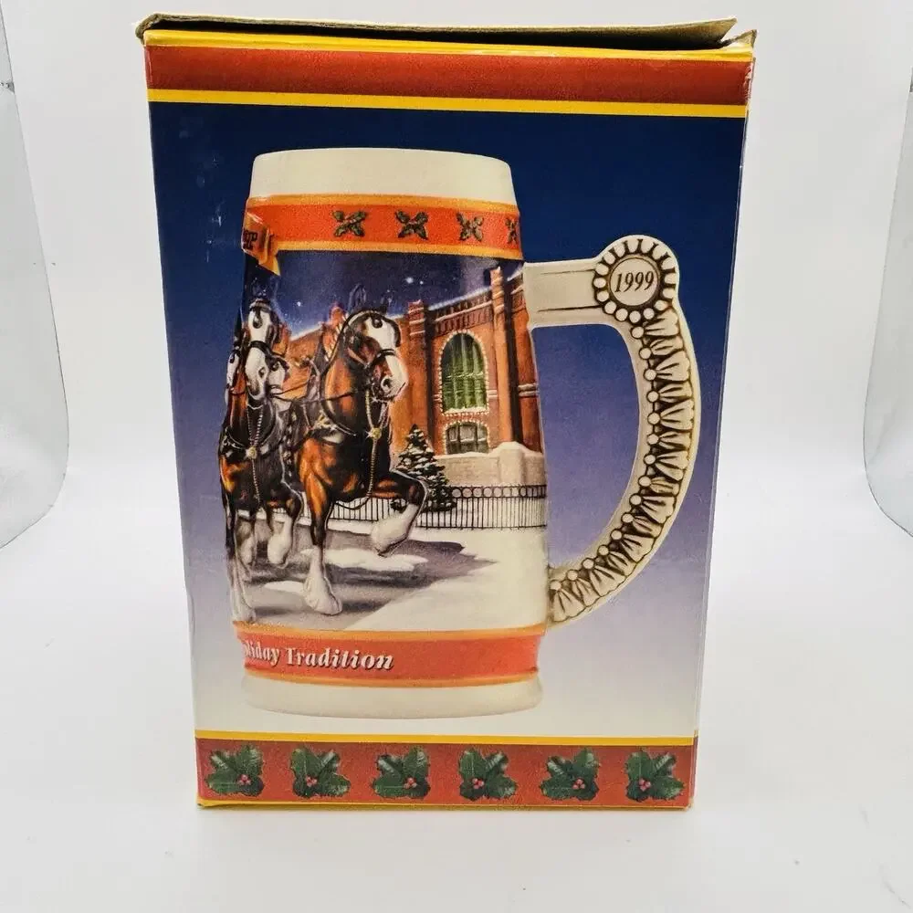 Budweiser 1999 Holiday Stein Ceramic Mug New In Box. With Paperwork. Very Nice!